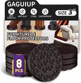 Bútoralátét 76 mm – 8 db-os padlóvédő szett, kerek barna