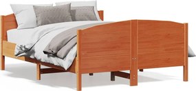 vidaXL viaszbarna tömör fenyőfa ágy matrac nélkül 120 x 190 cm
