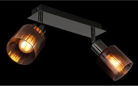 Globo 54313-2 Spotlámpa fém fekete-króm, réz színű/átlátszó színátmenetes üveg búra, HxSzxM: 250x80x180mm, 2x E14 40W 230V izzók nélkül