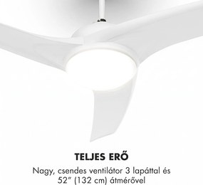 Klarstein Figo, fehér, mennyezeti ventilátor, 52", 55 W, mennyezeti lámpa, 2 x 42 W, távirányító