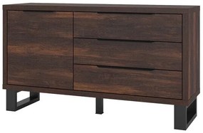 Komód Austin K107Fekete, Sötét tölgy, Fiókos és ajtós, 83x144x45cm