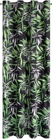 Bársony függöny 140X250 fekete, zöld gallyak nyomtatásával