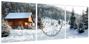 Kép - Hegyi kunyhó (órával) (90x30 cm)