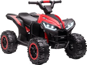 HOMCOM Elektromos Quad Gyerekeknek 12V Előre, Hátra Funkcióval, Zenével, USB Csatlakozással, Fénnyel, 3-6 km/h Sebességgel 3-5 Éves Gyerekeknek Piros