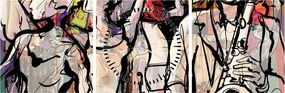 Kép - Jazz éjszaka (órával) (90x30 cm)