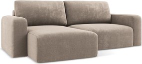 Bézs zsenília kinyitható-tárolóhelyes sarokkanapé (bal oldali-heverő résszel) Kona – Makamii