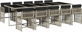 vidaXL 11 részes világosszürke polyrattan kerti ülőgarnitúra párnákkal