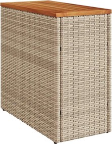 vidaXL bézs polyrattan kerti kisasztal fa asztallappal 58x27,5x55 cm
