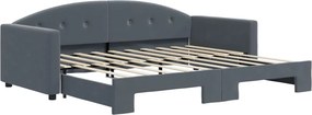 vidaXL sötétszürke kihúzható bársony heverő 90 x 190 cm