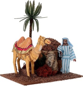 Mozgatható Betlehem Figura 'teve Hajszolóval'- 12cm magas figurákhoz