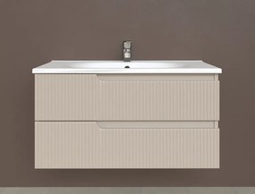 Piramida EURIDIKA fali fürdőszobabútor - műmárvány mosdóval -2 fiókos - PINO BÉZS - 100 x 48 x 53 cm