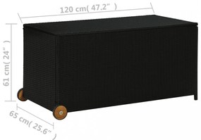 fekete polyrattan kerti tárolóláda 120 x 65 x 61 cm