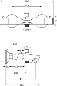 Mexen Nox, termosztatikus fürdőcsaptelep, króm, 77350-00