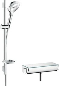 Hansgrohe Raindance Select E zuhanyrendszer termosztatikus csapteleppel fehér / króm 27038400