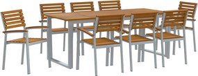 vidaXL Kert étkező szett 9 pcs Szürke Tömör Akácfa