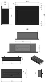 InFire - Beépített BIO kandalló 49x60 cm 3kW fekete