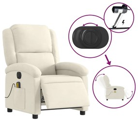 krémszínű bársony elektromos dönthető masszázsfotel