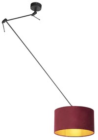 Függőlámpa fekete vörös bársony árnyékolóval, aranyozott 35 cm - Blitz