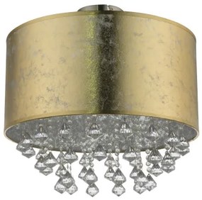 Globo 15187D3 Mennyezeti lámpa,nikkel matt, textil arany akril kristály, áttetsző, ø: 400, H:380, Foglalat típusa:1xE27 60W 230V