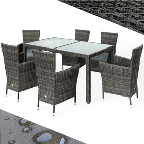 Deuba Berlin 1+6 kerti rattan garnitúra - szürke/antracit