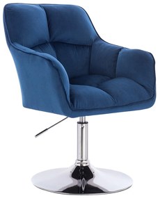 HR550N Tengerkék modern velúr szék krómozott lábbal