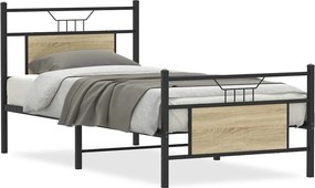 vidaXL sonoma tölgy színű szerelt fa ágykeret matrac nélkül 90x190 cm