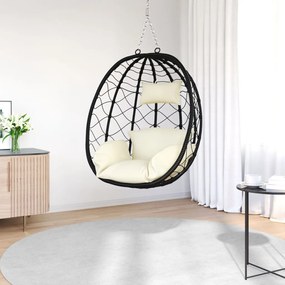 Függő tojásfotel állvány nélkül Krém fehér Poli Rattan