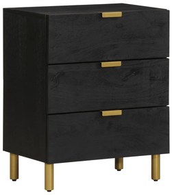 Fekete tömör szerelt fa éjjeliszekrény 50 x 33 x 62 cm