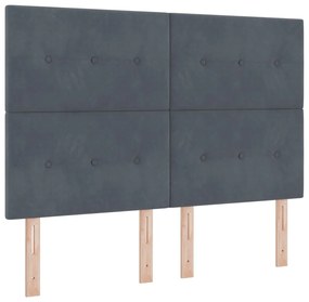 Boxspring Ágy Matraccal Sötétszürke 140x200 cm Bársony