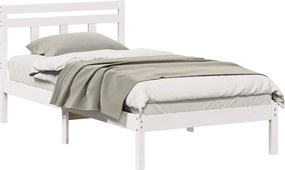 vidaXL Ágykeret Fehér 75 x 190 cm Tömör fenyőfa