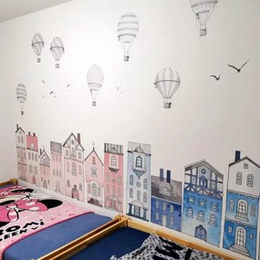 INSPIO Szürke hőlégballon falmatricák gyerekszobába