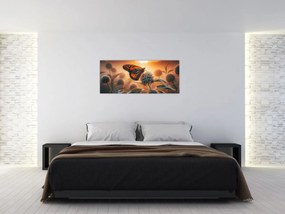 Kép – Pillangó a lenyugvó napban (120x50 cm)