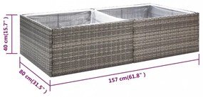 szürke polyrattan kerti ültetőláda 157 x 80 x 40 cm