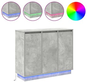 LED-es oldalszekrény Beton Szürke 90x32x75 cm Mérnöki Fa