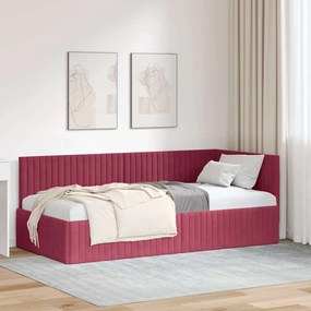 Sarokágy keret fejtámlával bordó 90 x 200 cm Bársony