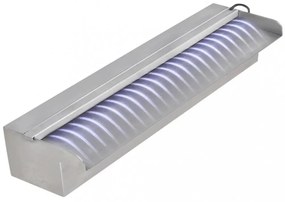Négyszögletes rozsdamentes acél medence szökőkút LED fényekkel 45 cm