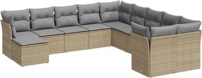 vidaXL 11 részes bézs polyrattan kerti ülőgarnitúra párnákkal