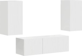 vidaXL TV falit kabinet szett 4 pcs Magas Fényű Fehér Faanyag