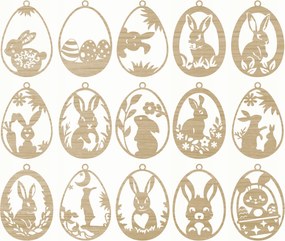 15 db-os Húsvéti Tojás Dekorációs Tojás Szett Decoupage Gyerekeknek