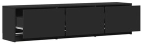 fekete szerelt fa TV-szekrény LED-ekkel 165 x 34 x 50 cm