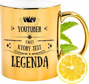 Arany csillogó bögre Youtubernek Ajándék Nyomtatott Fotóval