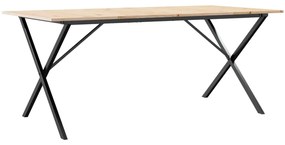tömör fenyőfa és öntöttvas étkezőasztal X-vázzal 180x90x75 cm