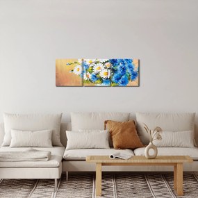 Festett kép egy váza virágról (órával) (90x30 cm)