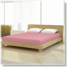 Pamut elasthan de luxe matt rózsaszín színű gumis lepedő 120/130x200/220 cm-es matracra