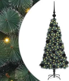 vidaXL Mesterséges, elővilágított karácsonyfa labdákkal Zöld 120 cm