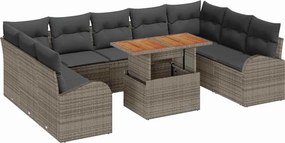 vidaXL Kerti Kanapé Szett tárolóval 10 pcs Szürke Poli rattan