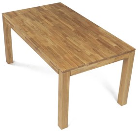 Étkezőasztal 160x90x75, tömör fehér tölgy, olajos felületkezelés, 8x8 cm-es lábak