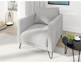 Világosszürke zsenília fotel Freya – Ropez