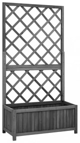 fekete tömör fenyőfa rácsos kerti ültetőláda 70 x 30 x 135 cm