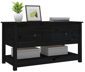 fekete tömör fenyőfa dohányzóasztal 102 x 49 x 55 cm